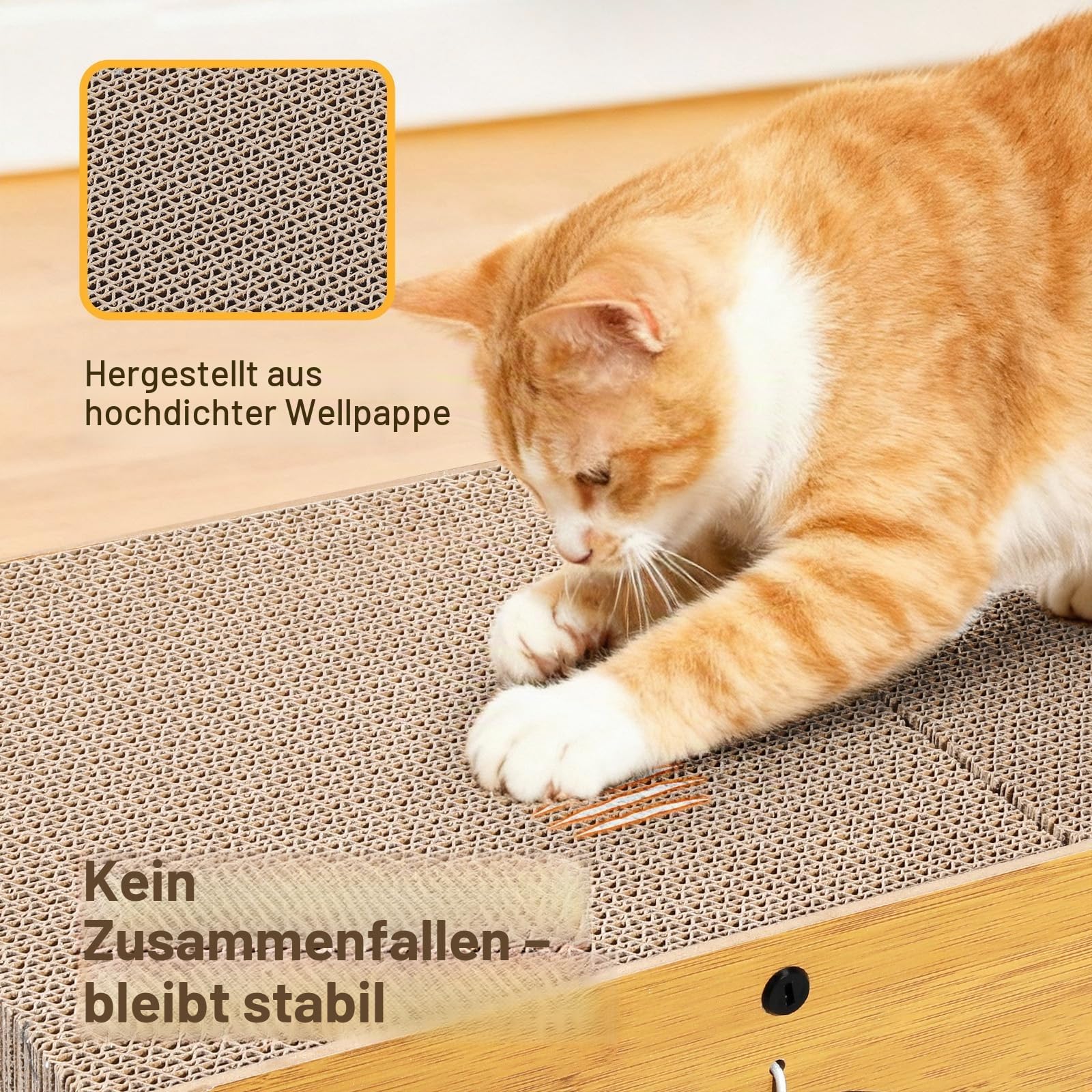 Gimars 100x30x30 cm Kratzbrett Katzen mit Spielball,Tunnel, Kratzpappe für Katzen groß XXL Katzenhaus Pappe, Kratzmöbel als Möbelschutz Indoor