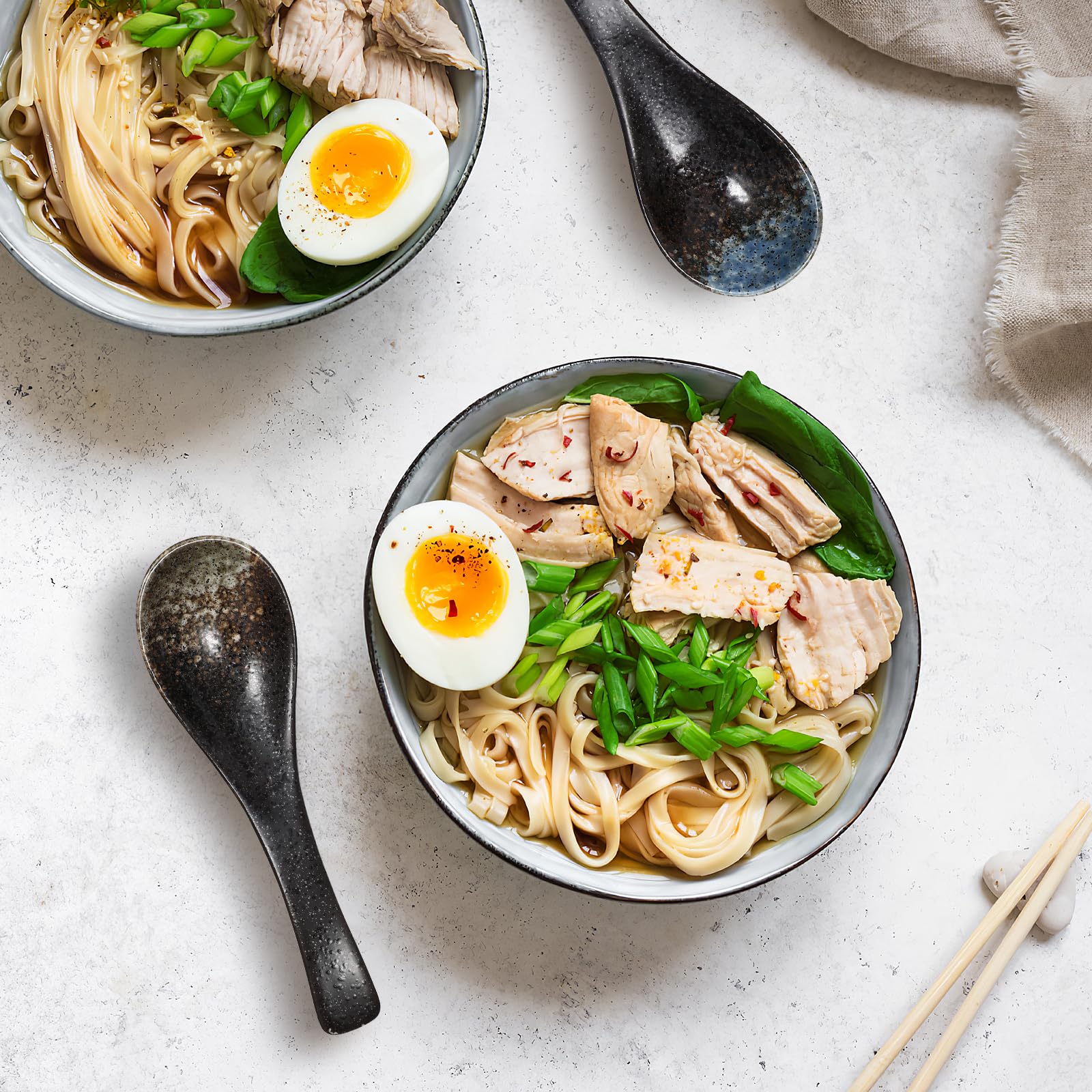 Lot De 6 Cuillères à Soupe Chinoises En Acier Inoxydable Pour Ramen Pho Wonton 965676