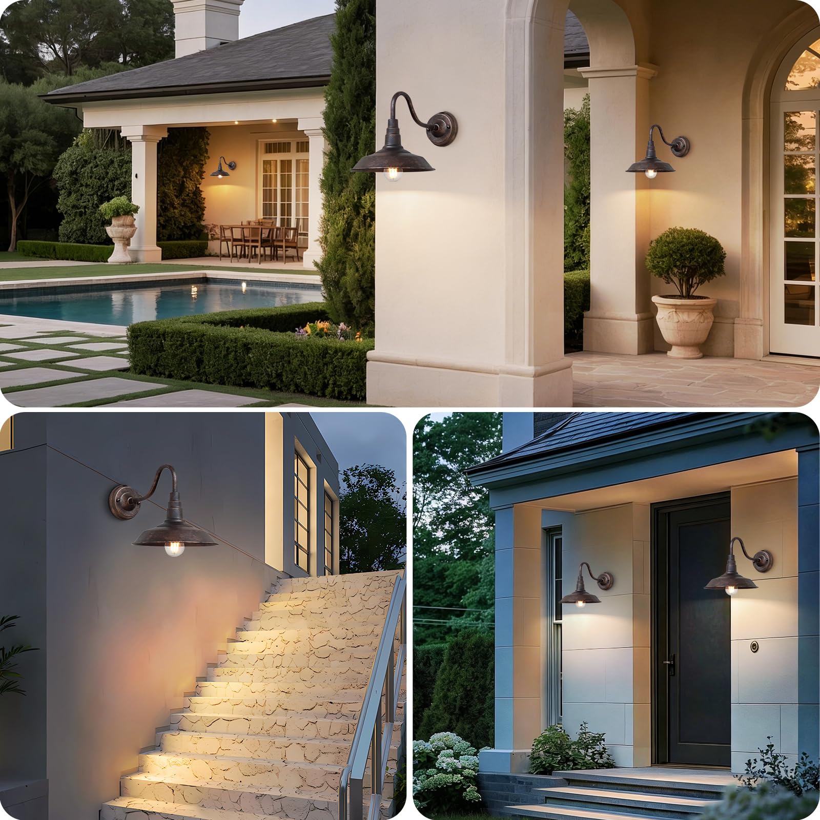 Aplique Pared Exterior Vintage Lampara Pared Lampara Impermeable De Hierro E27 Lámpara Jardin Retro Luces Exterior Rústica Para Garaje, Balcón, Iluminación de Terraza Marrón (sin bombilla)