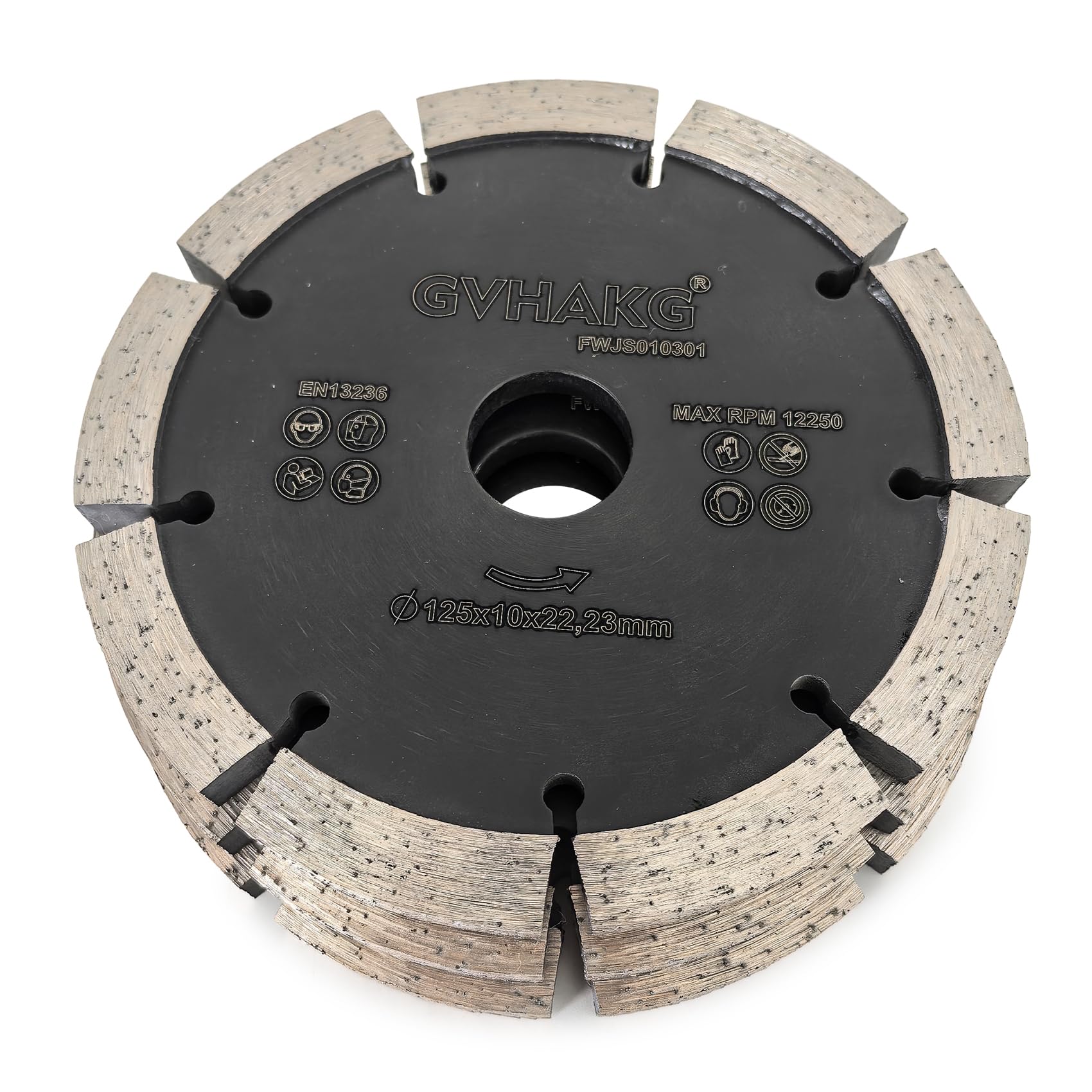 Disque de fraisage diamanté 125 mm, fraise à joints 10 mm pour béton, mortier, brique, maçonnerie et plâtre (125 x 10 x 22,23 mm)