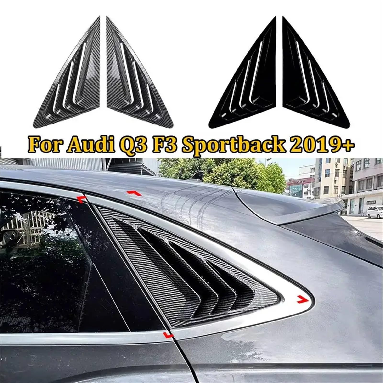 Spoiler Migawki Tylnej Szyby Pasuje do żaluzji tylnej szyby samochodu Audi Q3 F3 Sportback 2019+ Włókno węglowe, błyszczący czarny, wylot powietrza, materiał ABS(Carbon Fiber Look)