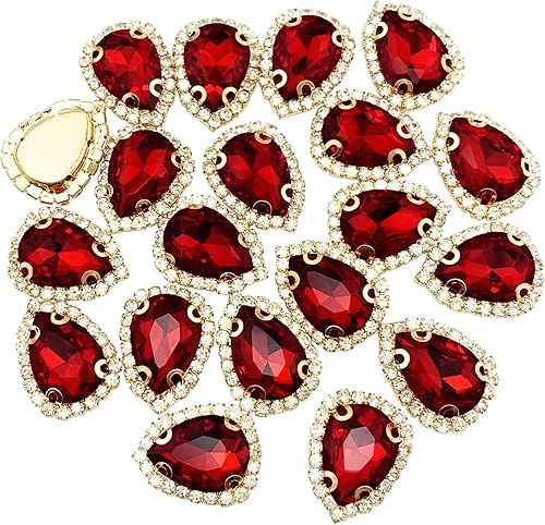 Miniatura 10 de 20 dijes de diamantes de imitación con parte trasera plana en forma de lágrima para coser con botones de cristal de cristal, adornos para joyas,