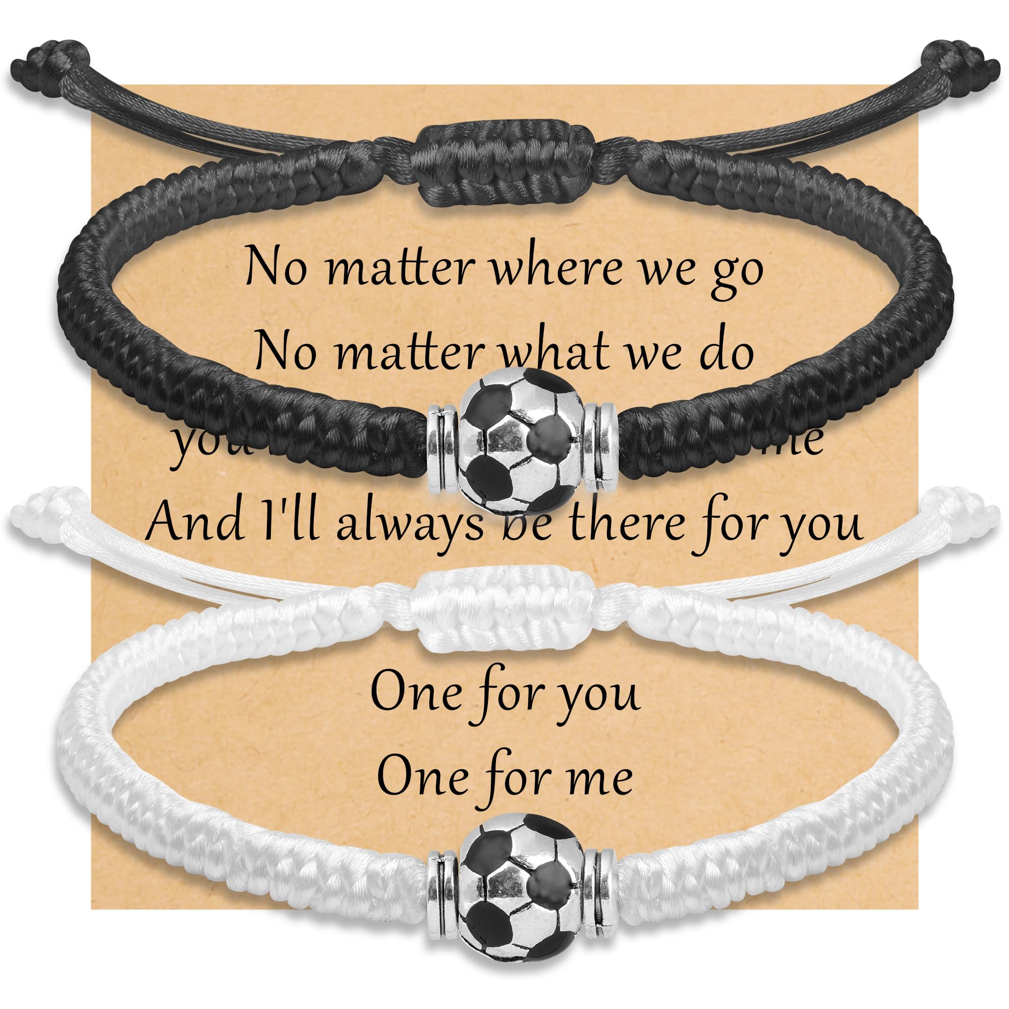 2Pcs soccer bracelets for women men soccer gifts for women men soccer accessories soccer stuff black white friendship bracelets soccer jewelry adjustable sport bracelets for fans christmas gifts for soccer players