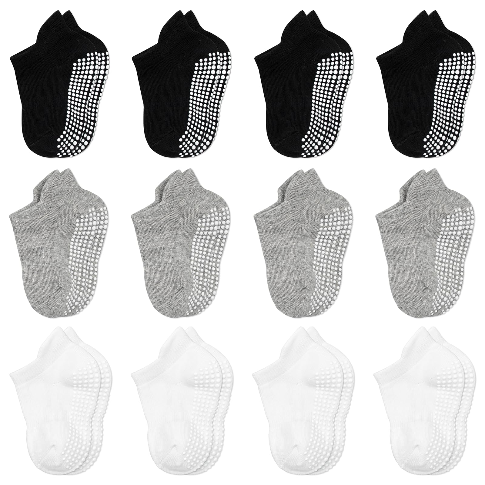 EUFANCEBaby Socks Toddler Socks Non Slip Grip Ankle Socks with Non Skid Soles 12 Pack for 6-12 Months 1-3 Years Baby Socks