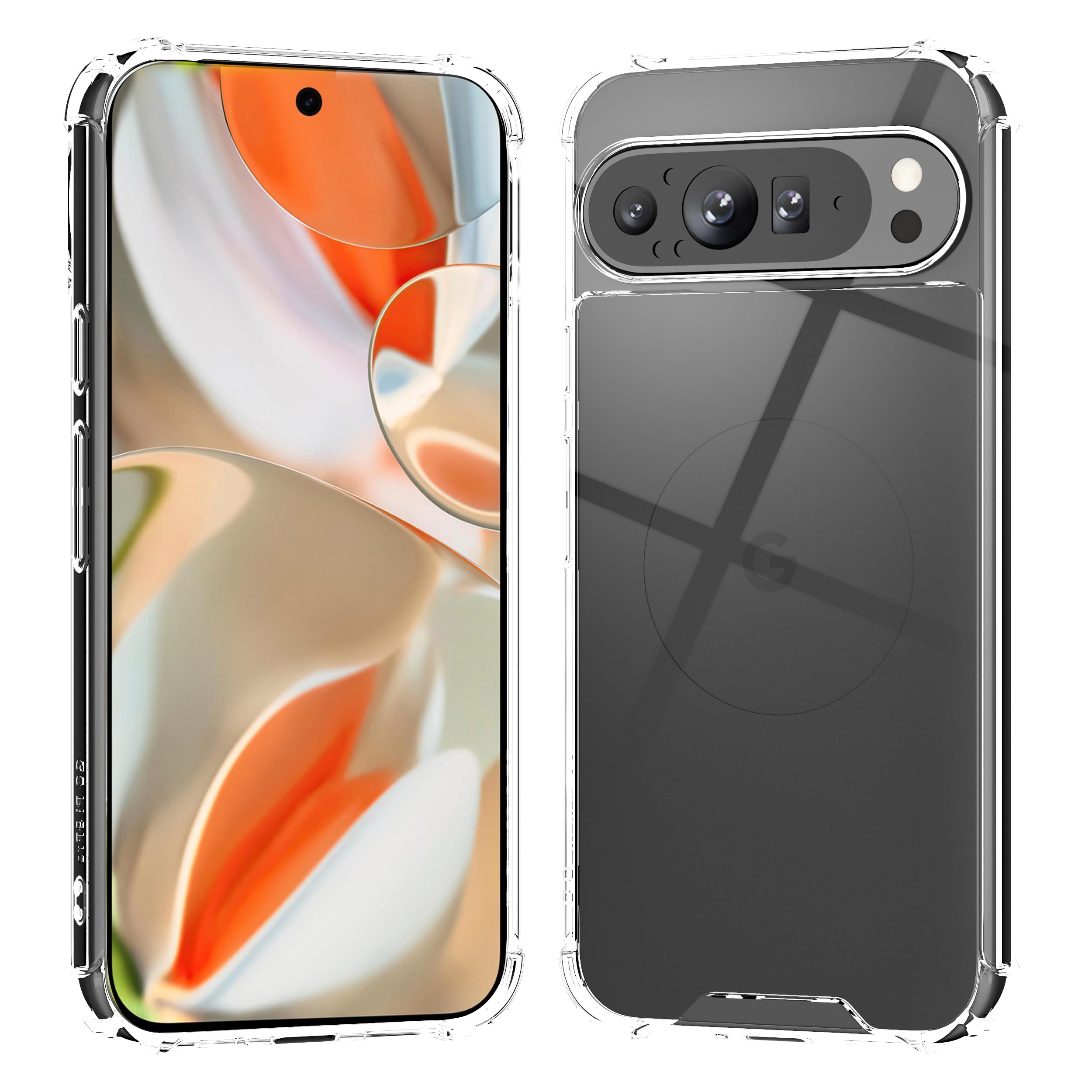 rooCASE Plexis Clear Case Compatible with Google Pixel 9 Pro, Slim Transparent Cover with TPU Bumper, Crystal Glass Clear, Acrylic Anti-Scratch