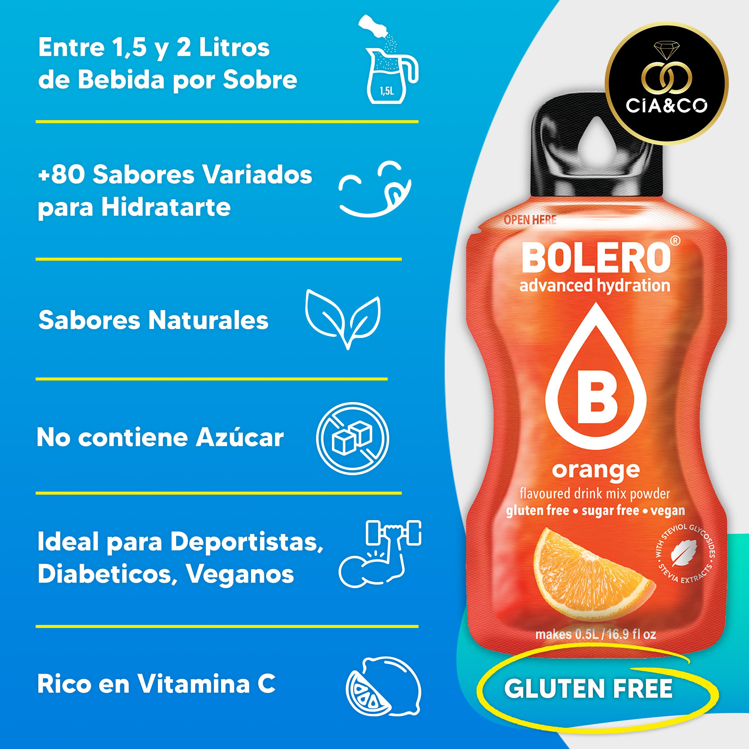 24 x Bebida Bolero COLA Hidratante Sin Azucar (24x9 grs) + 30 Pepitas Saludables para una vida más sana by Cia&Co — view 5