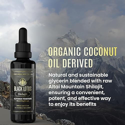 Miniatura 7 de Black Lotus - Tintura líquida de resina Shilajit pura, 1.7 fl oz, 100% Shilajit natural puro para hombres y mujeres con aminoácidos, 175 mg de ácido