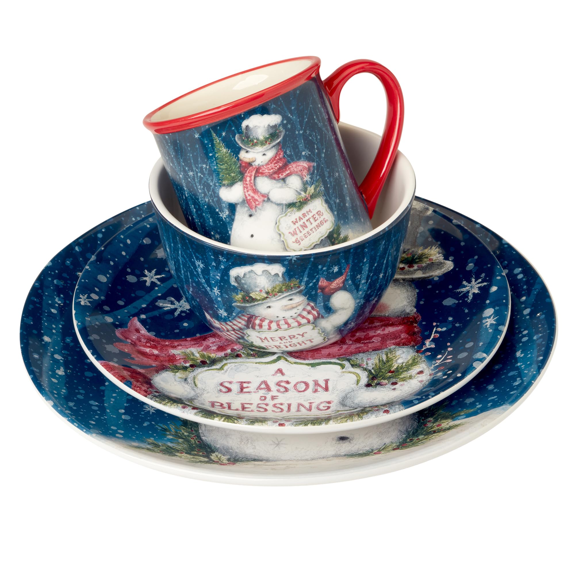 Amazon.com | Certified International Snowman Greetings 16 Pc
