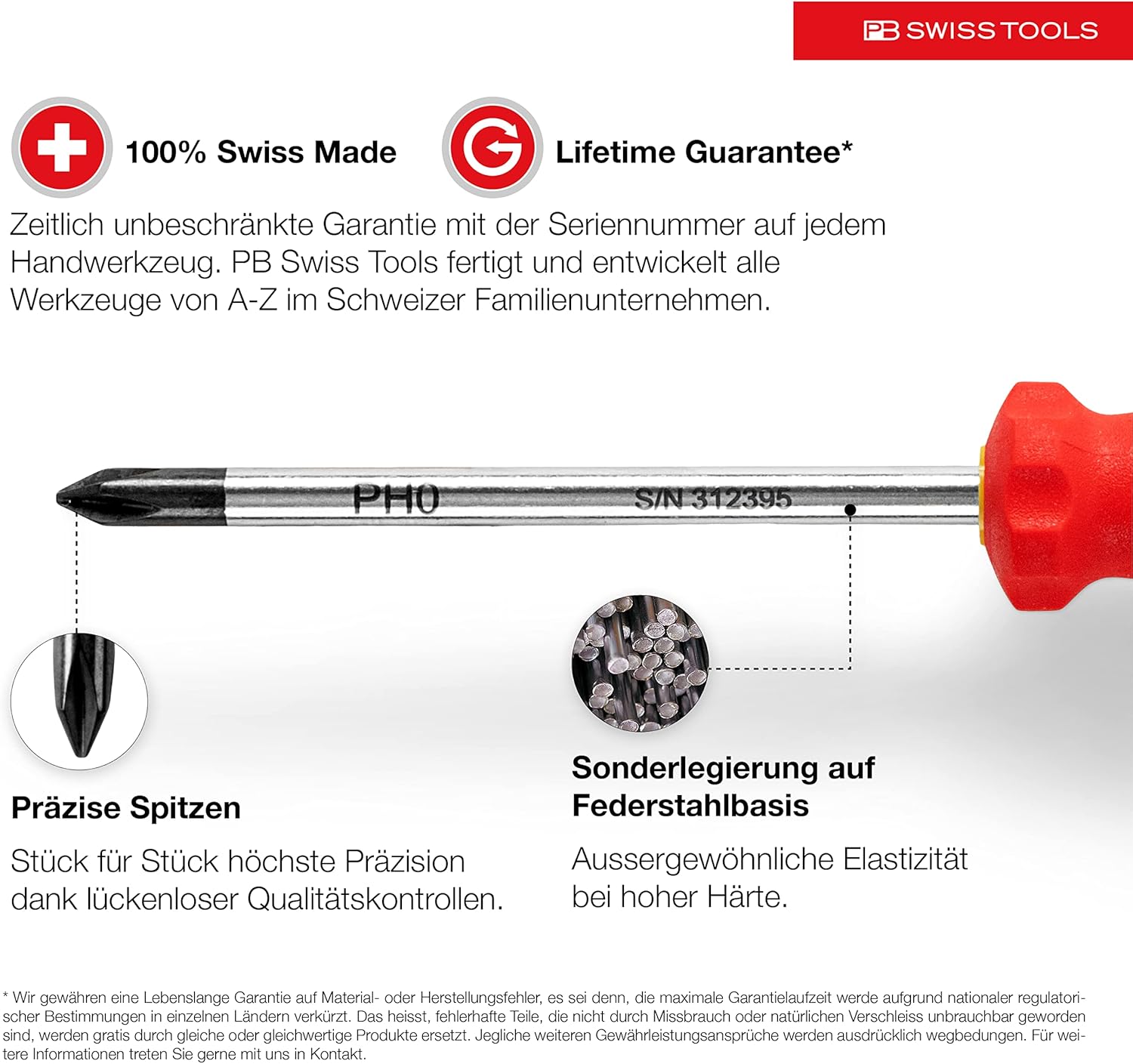 PB Swiss Tools Phillips Screwdriver Set PB 8242.CBB | 100% Swiss Made | 4-Piece SwissGrip Screwdriver Set, Size PH 0-3, Including Practical Wall Mount