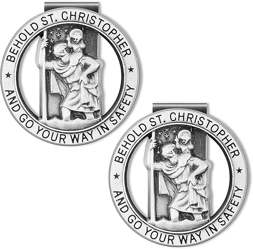 Medalla de San Cristóbal para automóvil, clip de visera de San Cristóbal de plata, medallas religiosas para automóvil, clip de seguridad, accesorios