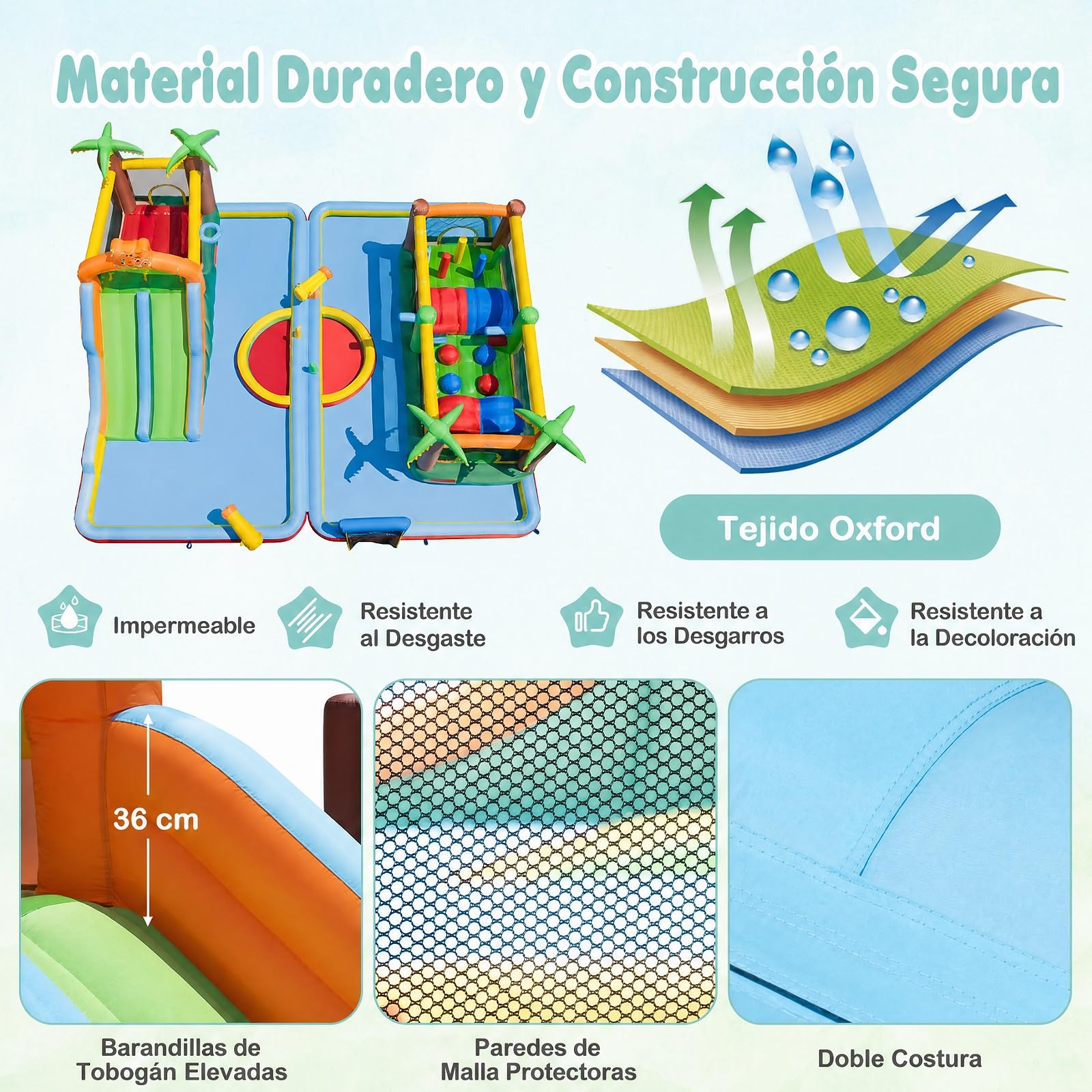 COSTWAY 9 en 1 Castillo Hinchable para Niños de 3-12 Años, sin Soplador