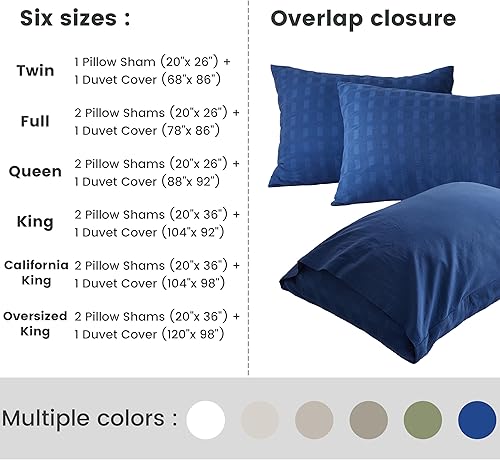 Miniatura 6 de BISELINA Juego de funda de edredón 100% algodón, tejido de gofre, 3 piezas (1 funda de edredón, 2 fundas de almohada), reversible, suave, agradable