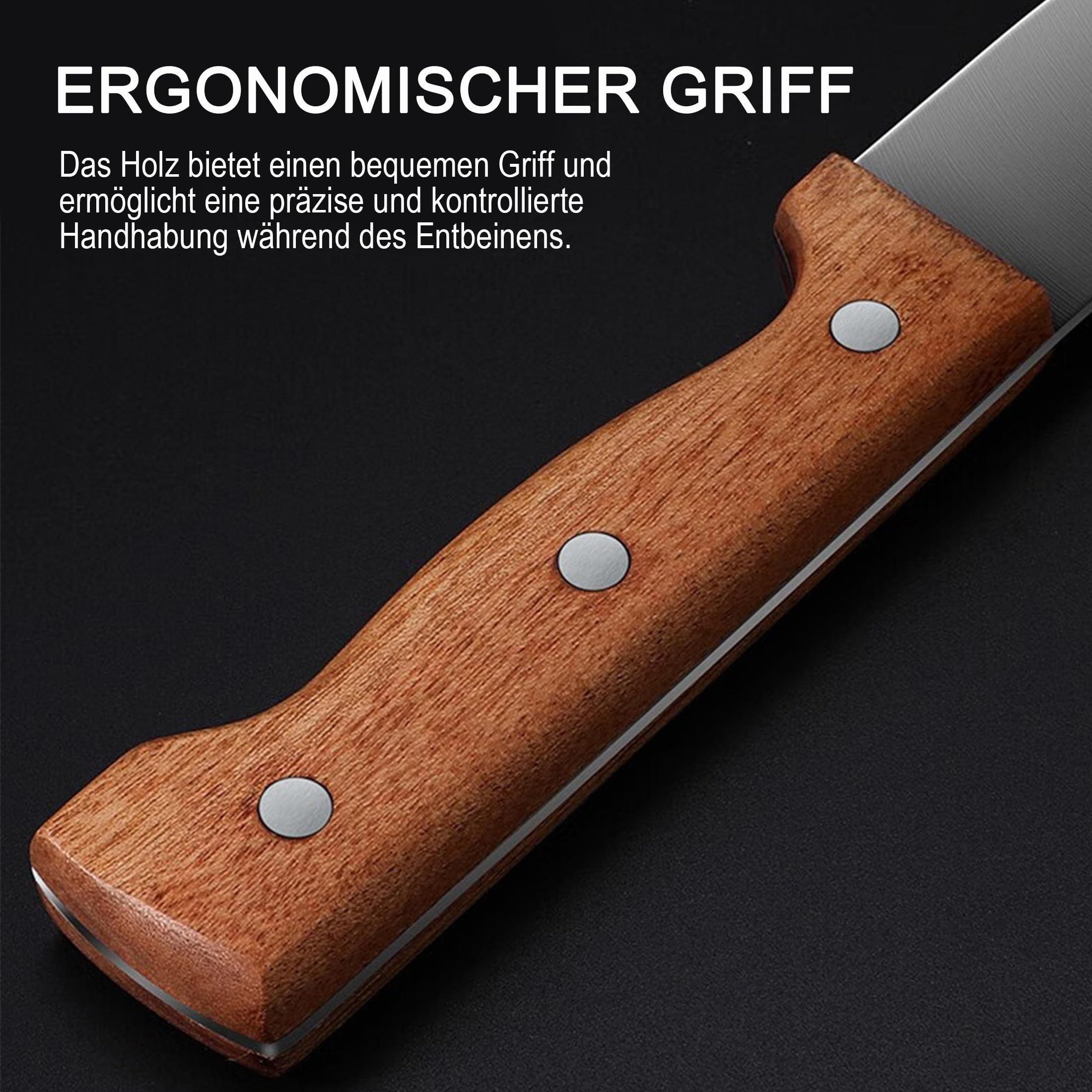Plys Cuchillo para cortar huesos 13,5 cm, cuchillo para deshuesar carne, mango antideslizante