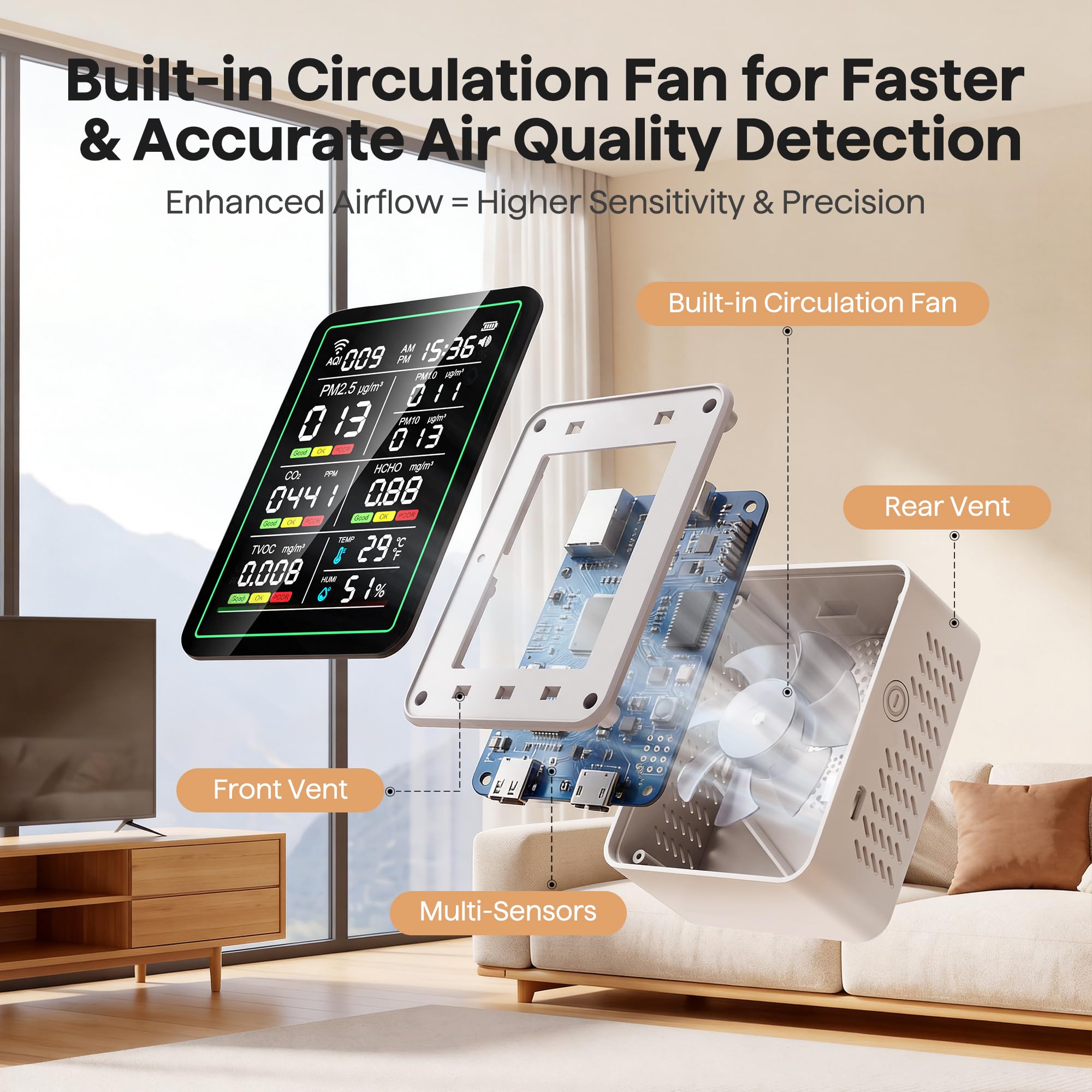 Amazon.com: Air Quality Monitor Indoor, 10-in-1 Portable Smart Air