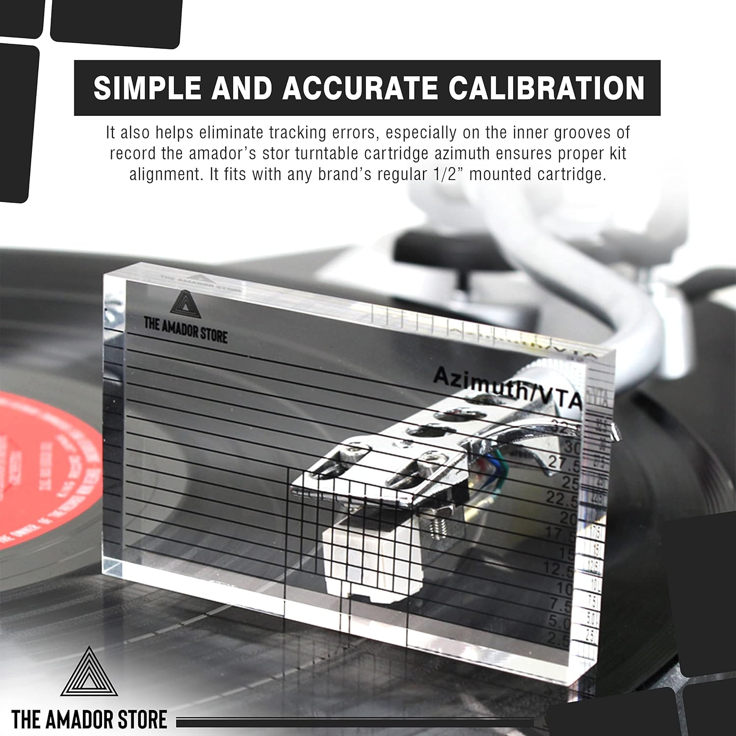 The Amador Store Turntable Phono Cartridge Stylus Alignment Protractor