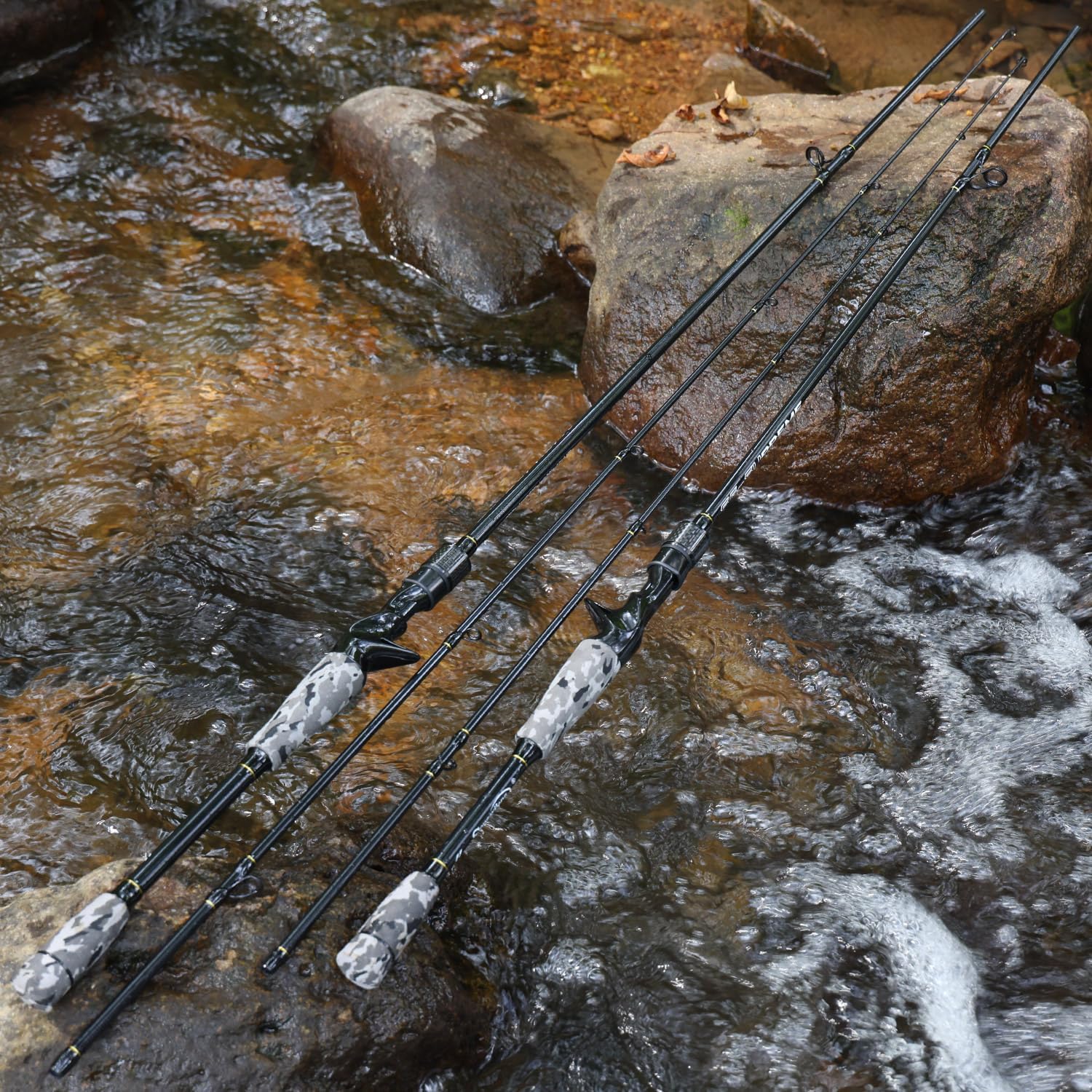 Sougayilang Fishing Rod - Medium 2Pc Graphite Composite Blank Spinning & Casting Rod, Camouflage EVA Grip, Smooth Transition Fishing Pole