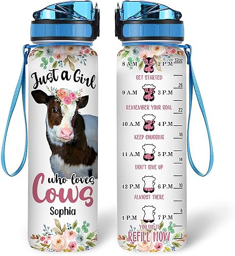 Vista 20 de Hyturtle Botella de agua motivacional personalizada con texto en inglés "I Know I Hunt Like A Girl" de 32 onzas, nombre personalizado con marcador