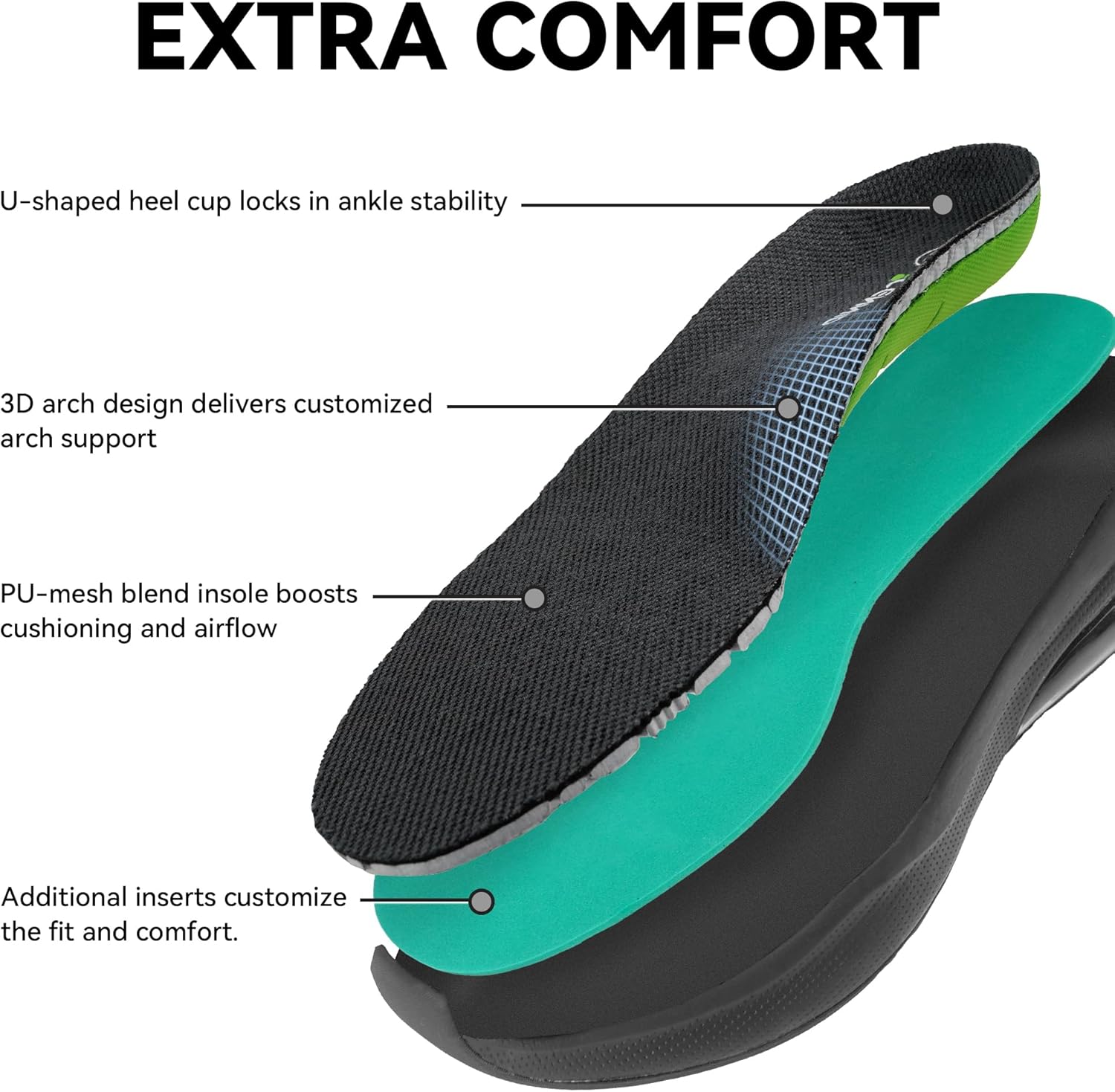 Men's Spikeless Golf Shoes, Waterproof Golf Sneakers with Arch Support, Lightweight EVA+Rubber Outsole, Non-Slip & Shock Absorption - Image 3