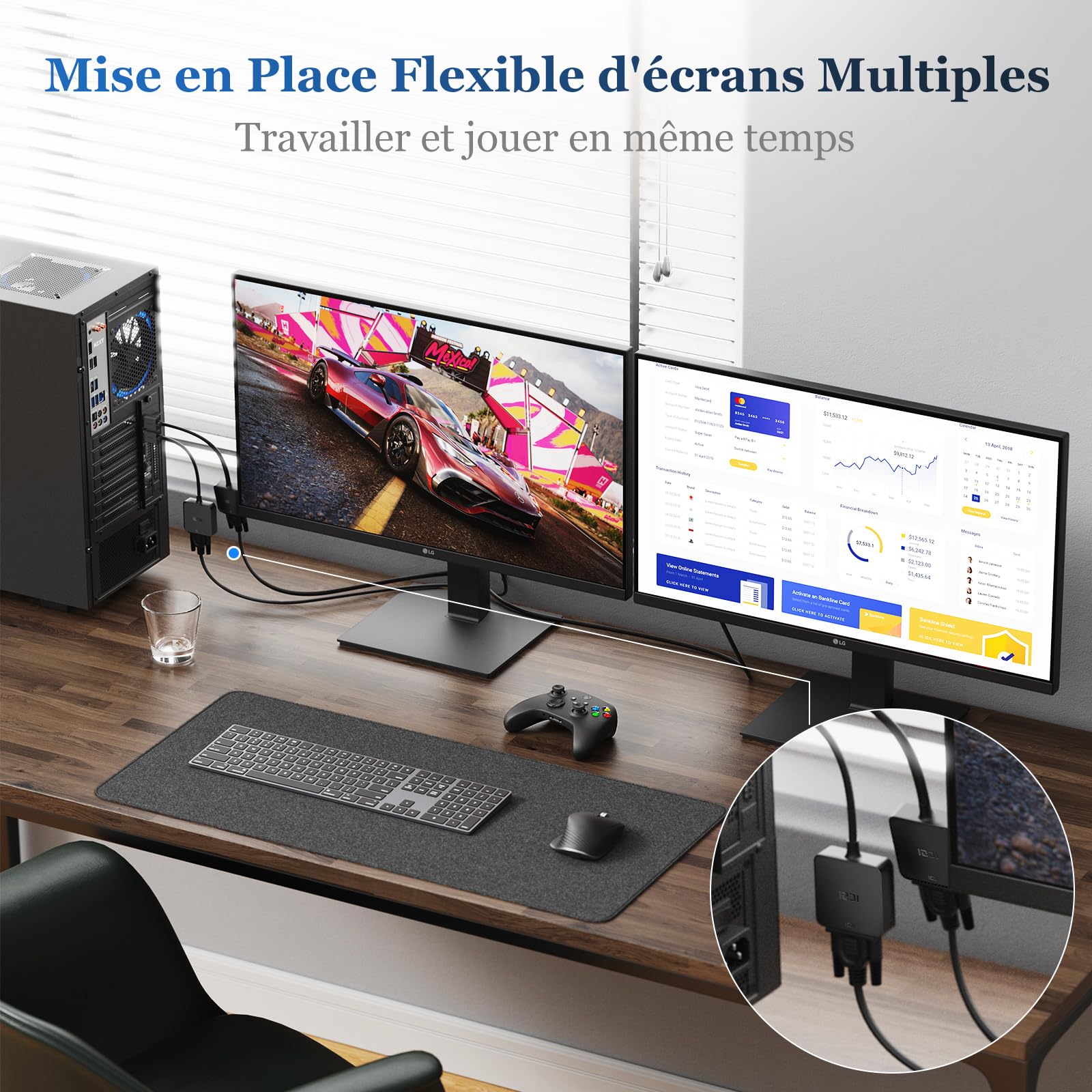 ICZI Lot de 2 Adaptateurs HDMI vers VGA 1080P, Convertisseur HDMI Mâle vers VGA Femelle Noir