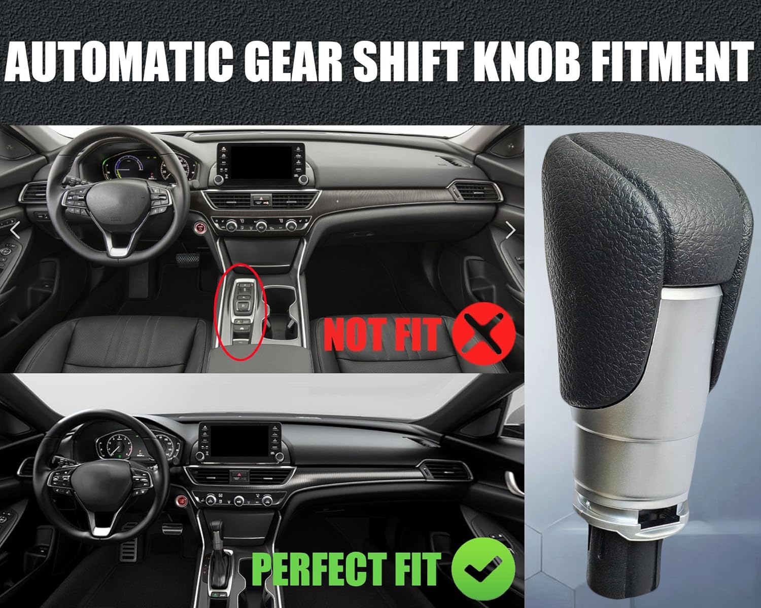 Automatic Gear Shift Knob Fit for Honda Accord 2018 2019 2020, 54130-TVA-A82ZA Gear Shifter Knob