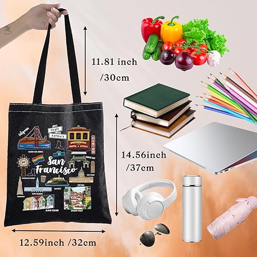Miniatura 2 de BWWKTOP San Francisco Bolsa de lona San Francisco Souvenirs Regalos San Francisco Bolso de hombro Bolsa de comestibles de San Francisco