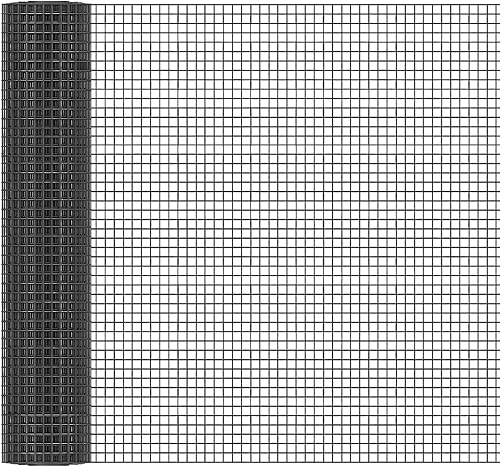 Black Hardware Cloth 1/2in Mesh 24in x 100ft, Chicken Wire Fencing PVC Coated 19 Gauge, Welded Chicken Wire for Rodent Proofing, Tree Guard, Garden Fence, Poultry Netting(1/2in x 24in x 100ft)