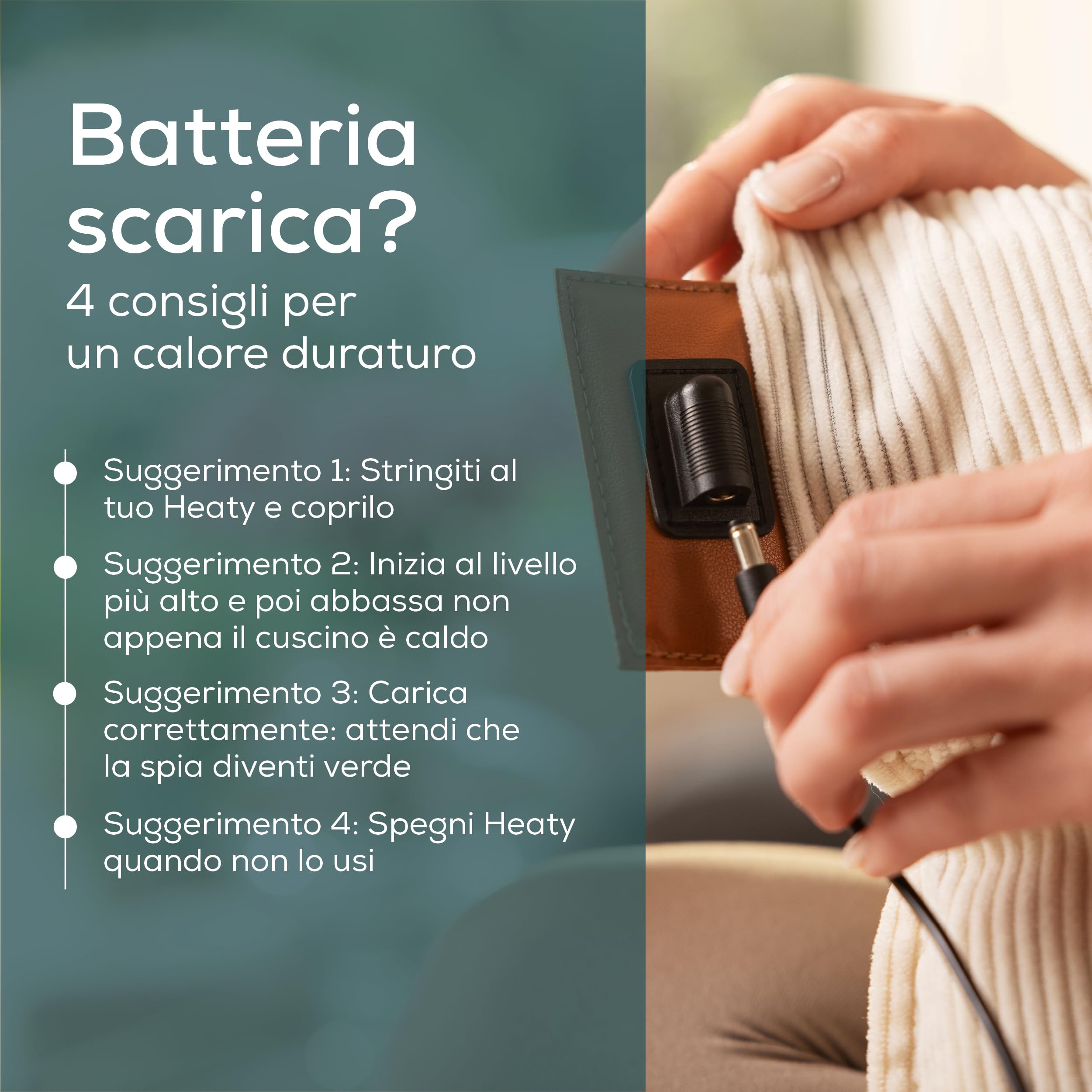 Beurer Heaty Termoforo, termoforo senza fili con batteria, con spegnimento automatico e 3 livelli di temperatura, con riscaldamento rapido, morbido velluto a coste, verde scuro