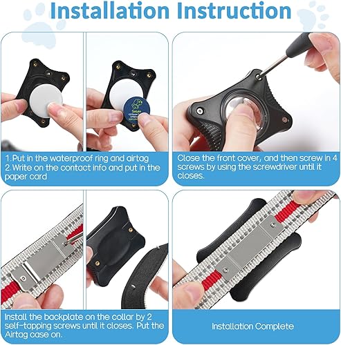 Miniatura 6 de Soporte para collar de perro Airtag ultra duradero, funda protectora personalizada para collar de mascotas, IPX7 impermeable Air Tag Tracker se