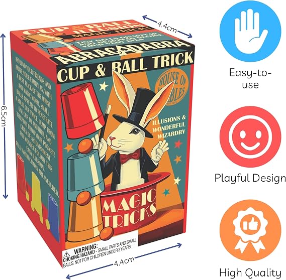 House of Marbles Cup and Ball Magic Trick – Classic Magician’s Illusion Prop – Traditional Magic Set Accessory for Beginners & Entertainers
