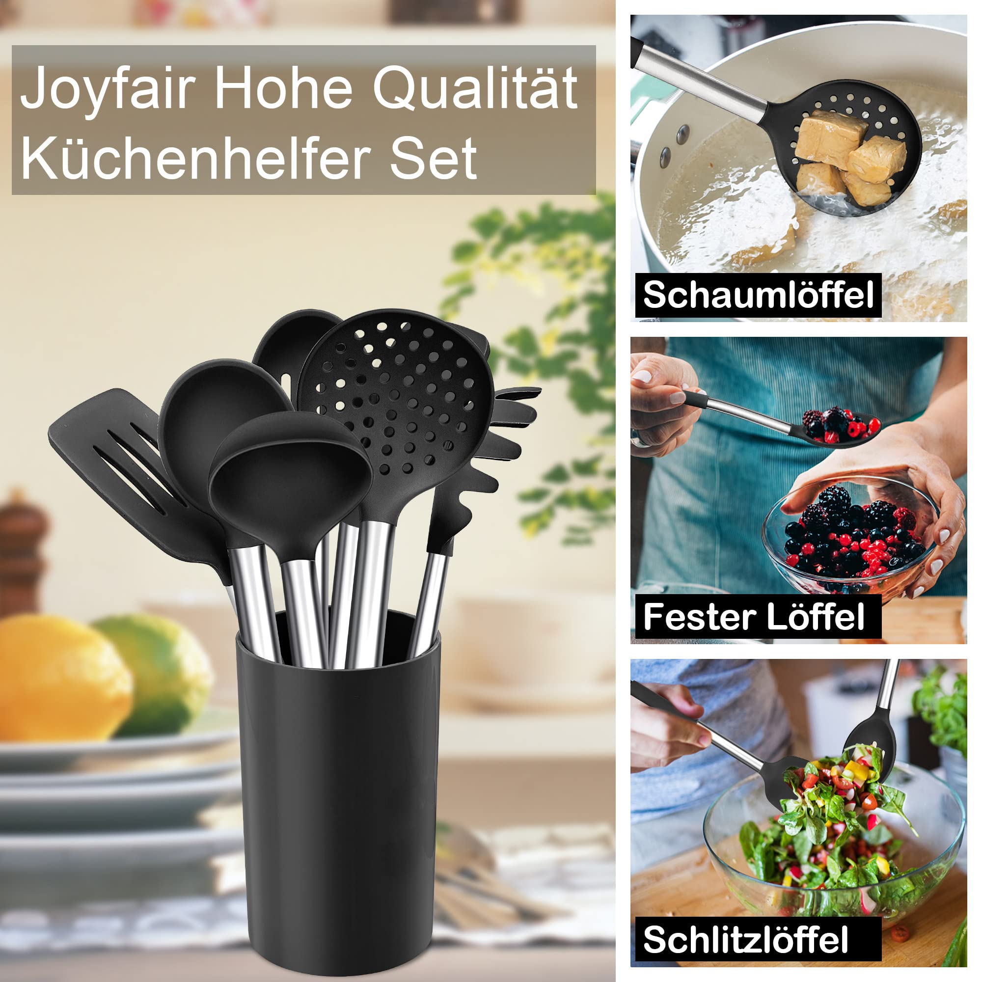 Set 25 Utensili Cucina In Silicone - Antiaderente, Resistente Al Calore, Con Portautensili E Ganci - Foto 4