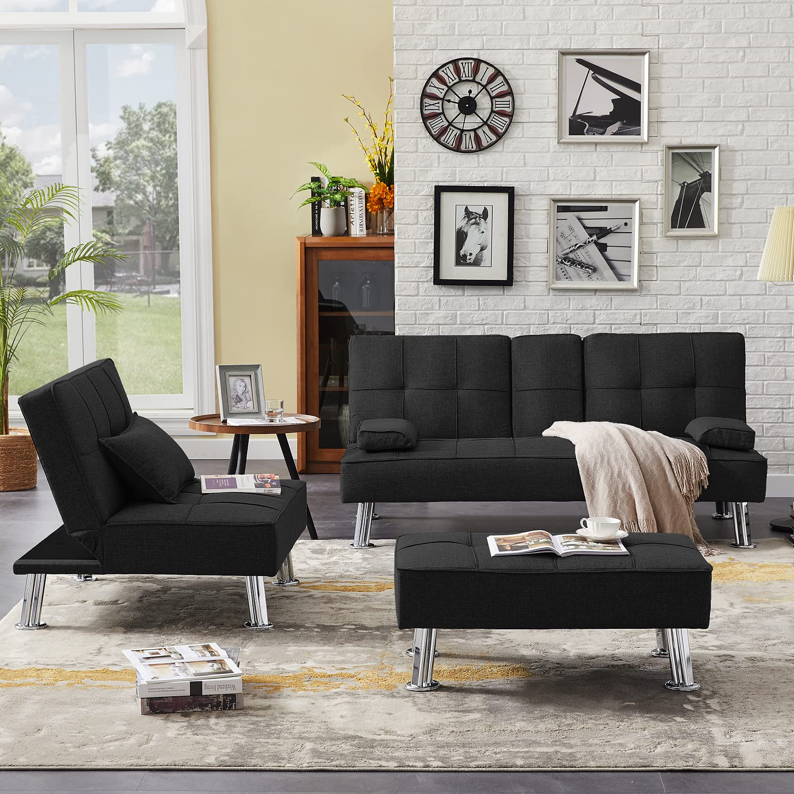 Buy 3 Pieces Convertible Sectional Sofa Couch, LShaped Sectional Sofa