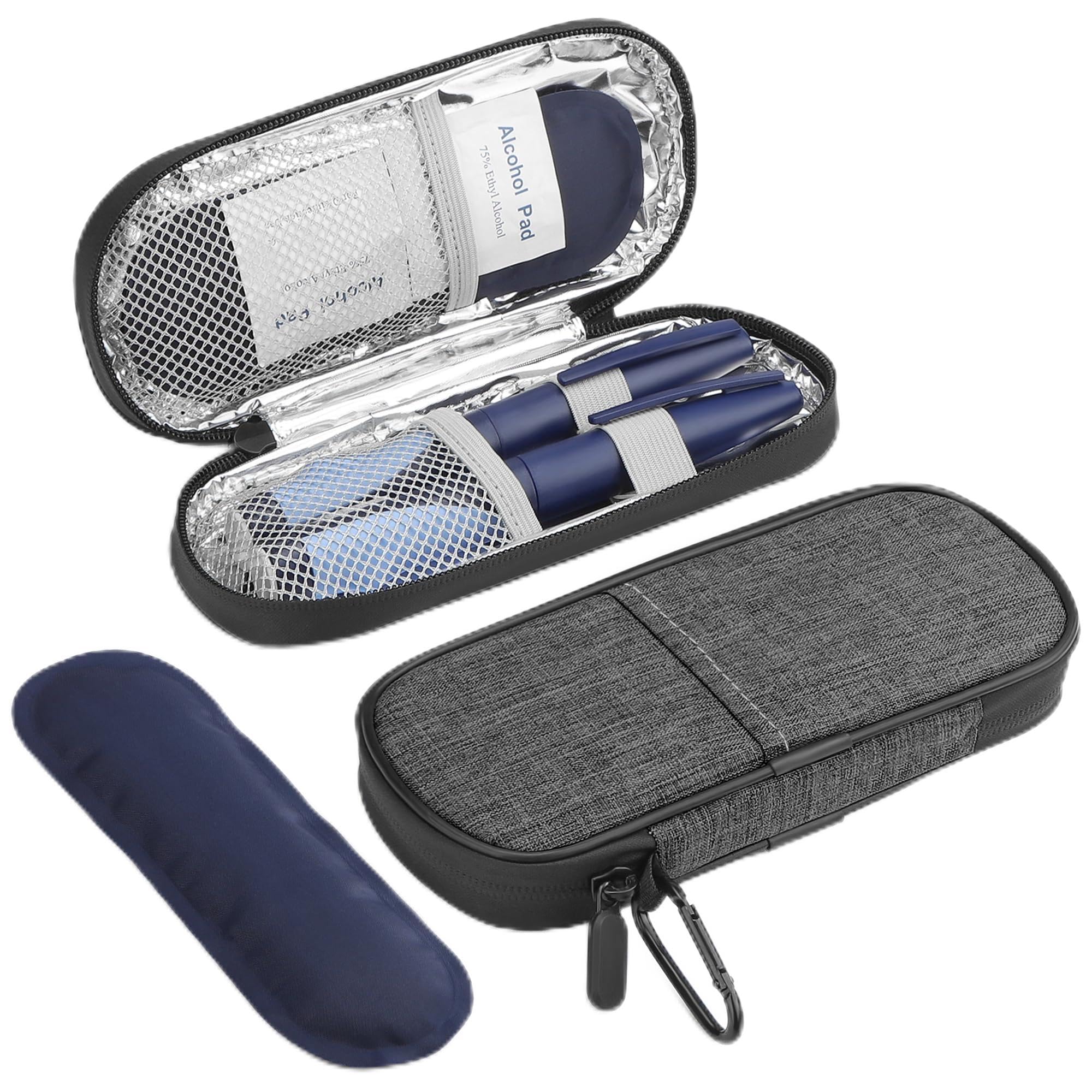 Gelozid Insulin Pen Cooler Travel Case Diabetic Medication Insulated Cool Organizer with 2 Reusable Ice Packs for Insulin Pen and Other Diabetic Supplies, for the Daily Life and Trip(Grey)
