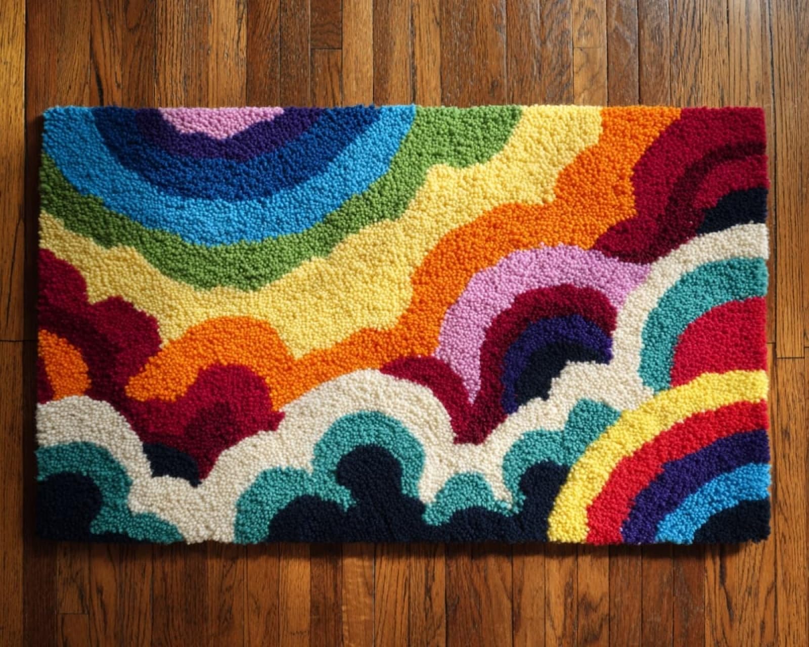 Wallphantom Latch Hook Kits for Adults Beginners Rug,Rainbow,Latch Hook Craft Kits Carpet Crochet Kits DIY Rug Making Needlework for Home Decoration,80x115cm