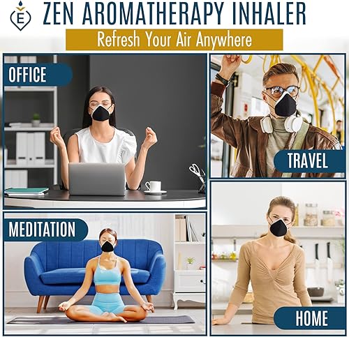 Miniatura 3 de EsScents - Máscara perfumada con inhalador de aromaterapia, difusor personal de aceites esenciales, máscara inhaladora de aceite esencial discreta,