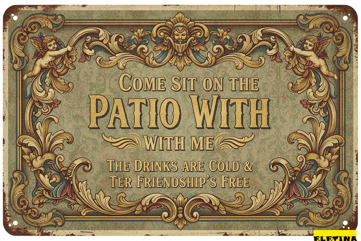 Come Sit On The Patio With Me Aluminum Warning Sign Weather Resistant UV Protected Rust Free Home Kitchen 8x12in