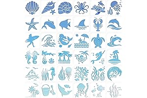 36 PCS Reusable Beach Stencils for Painting