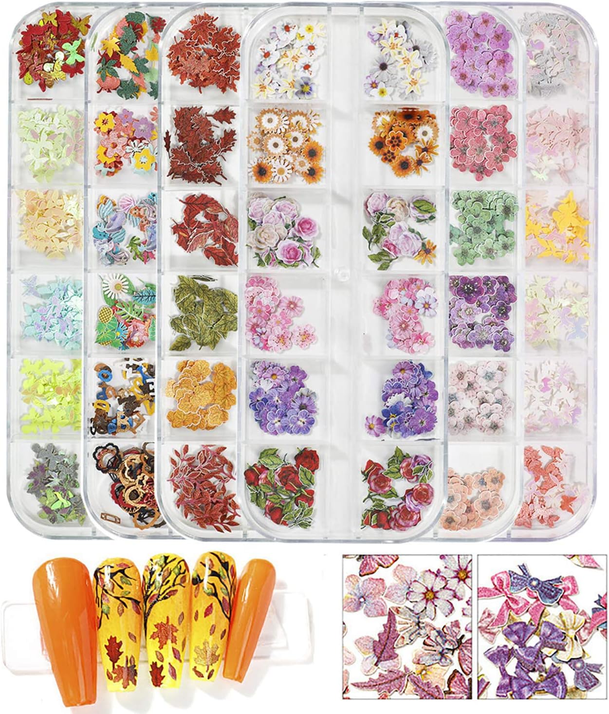 Nail Dried Flowers 3D Nail Art Supplies Set Sunflower Butterfly Letter Rose Nail Stickers Decals Decoration Tips Manicure Decor with DIY Crafts Acrylic Manicure Face Body Nails Decorations 6 Boxes