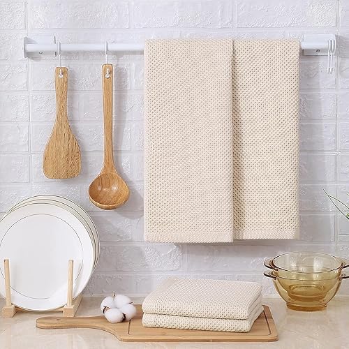 Miniatura 327 de Kitinjoy - Paños de cocina 100% algodón, paquete de 6 paños de cocina ultra suaves y absorbentes para secar platos, toallas de cocina de secado