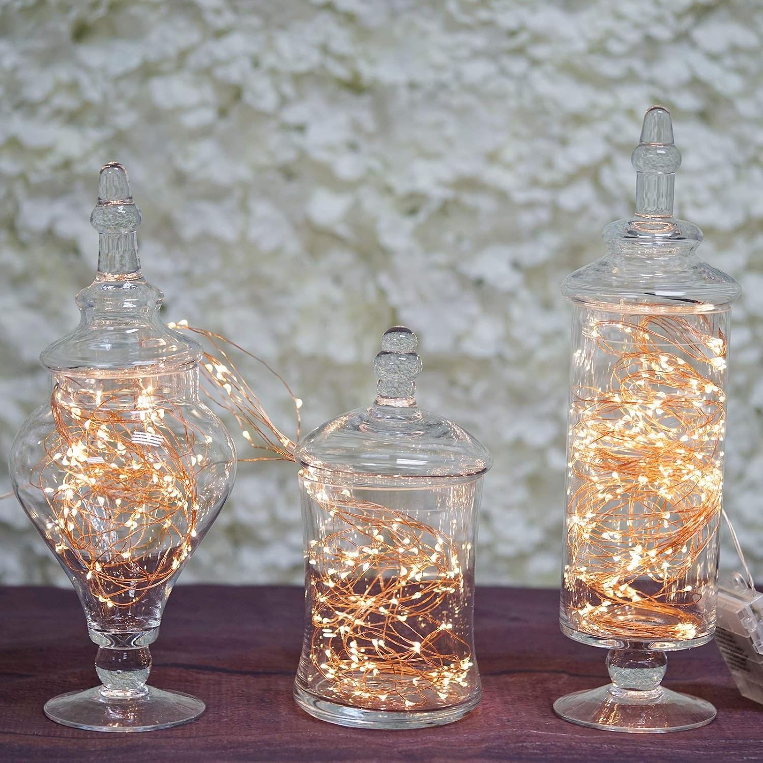 Tableclothsfactory Set of 3 Clear Apothecary Glass Candy Jars with Lids - 9"/13"/14"