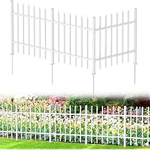Metal Garden Fence 3 Panels, Total 9ft L x 36in H Heavy-Duty Dog Fence Outdoor for Yard, Patio, Landscape, Backyard with Ground Stakes for Soil and Anchors for Concrete, White