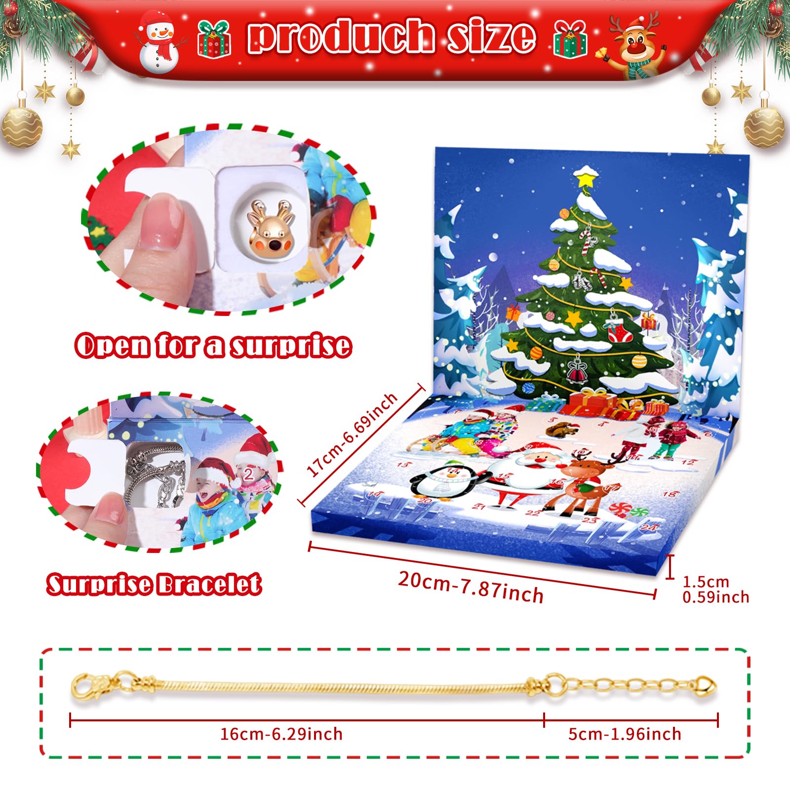 Girls Advent Calendar 2024 Bracelet Making Kit, 24 Days Christmas Countdown Calendar 24 Charms Beads - Image 2
