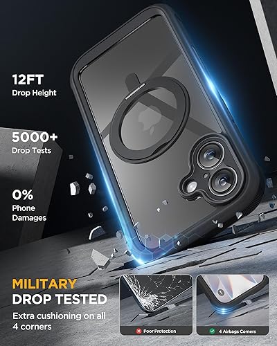 Vista 19 de Miracase - Funda magnética para iPhone 13 Pro Max de 6.7 pulgadas (compatible con MagSafe), transparente, completo, protector de pantalla de vidrio