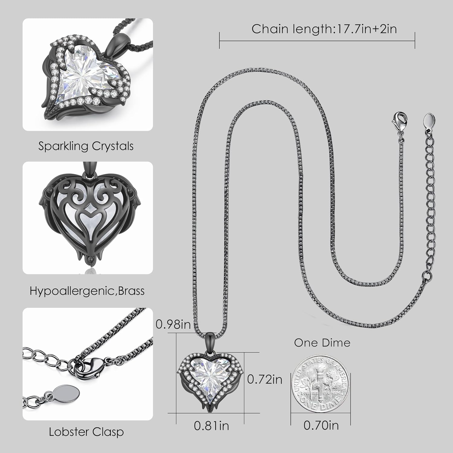 CDE Mother's Day Gifts Angel Wing Love Heart Birthstone Necklaces for Women, Silver Tone/Gold Tone Pendant Necklace Jewelry Gifts for Her on Christmas, Valentine's/Mother's Day, Anniversary, Birthday Gifts for Women Girls Wife Girlfriend Black-Apr. Diamond White Birthstone