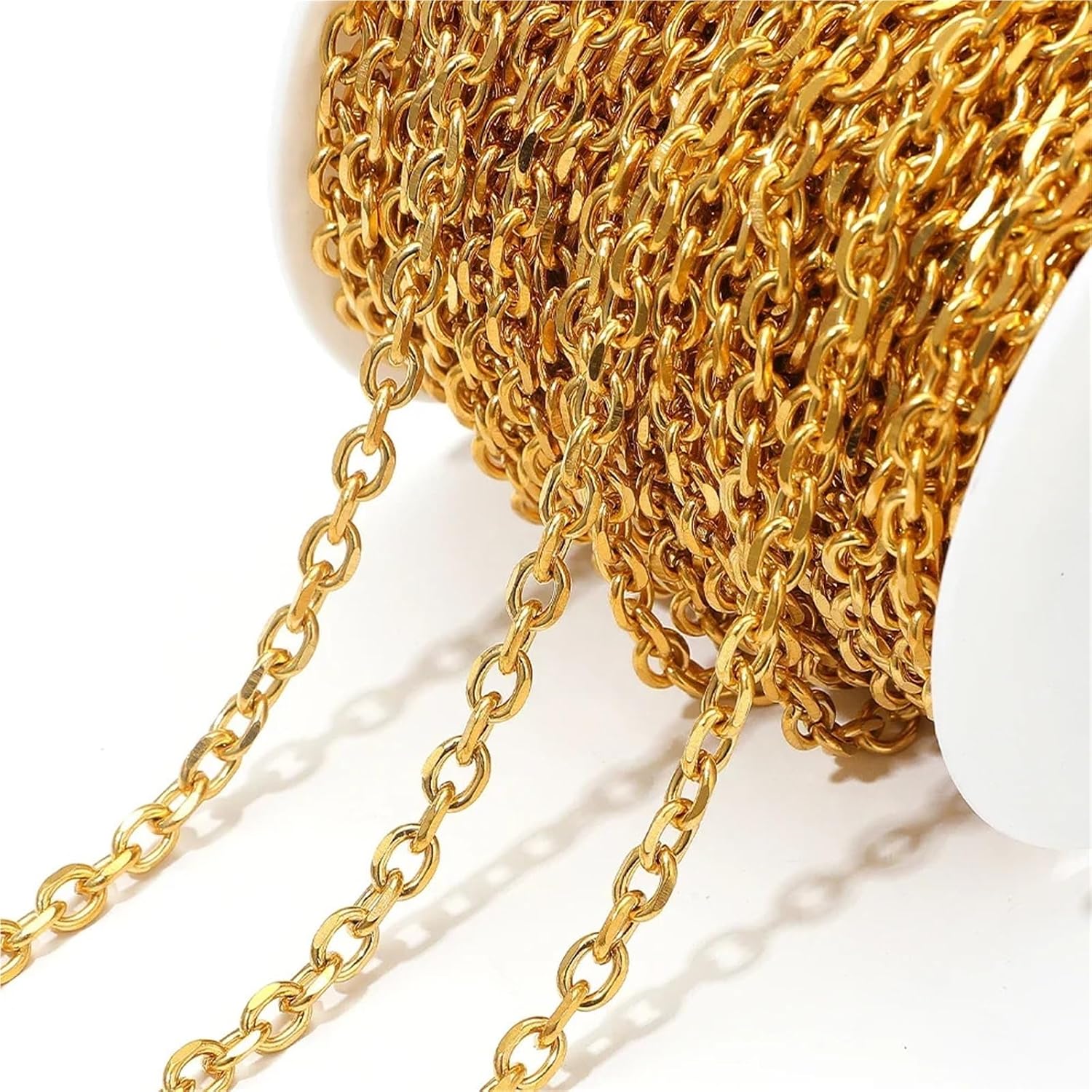 Chain for Jewelry Making 10pcs 1 Meter Stainless Steel No Fade Flat Side Chains Bulk for DIY Necklace(Steel 5.3mm)