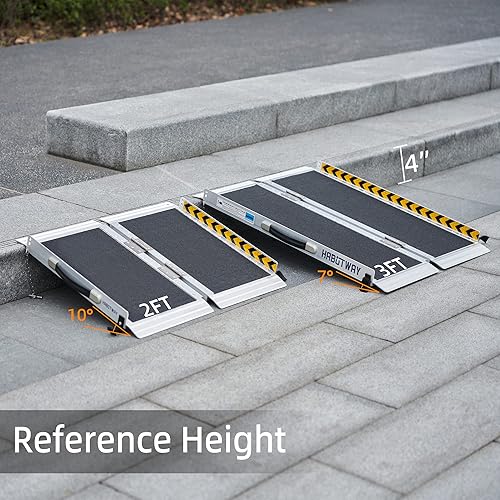 Miniatura 9 de HABUTWAY Rampas para sillas de ruedas de 3 pies para escalones del hogar, rampa portátil para sillas de ruedas con capacidad de hasta 800 libras,