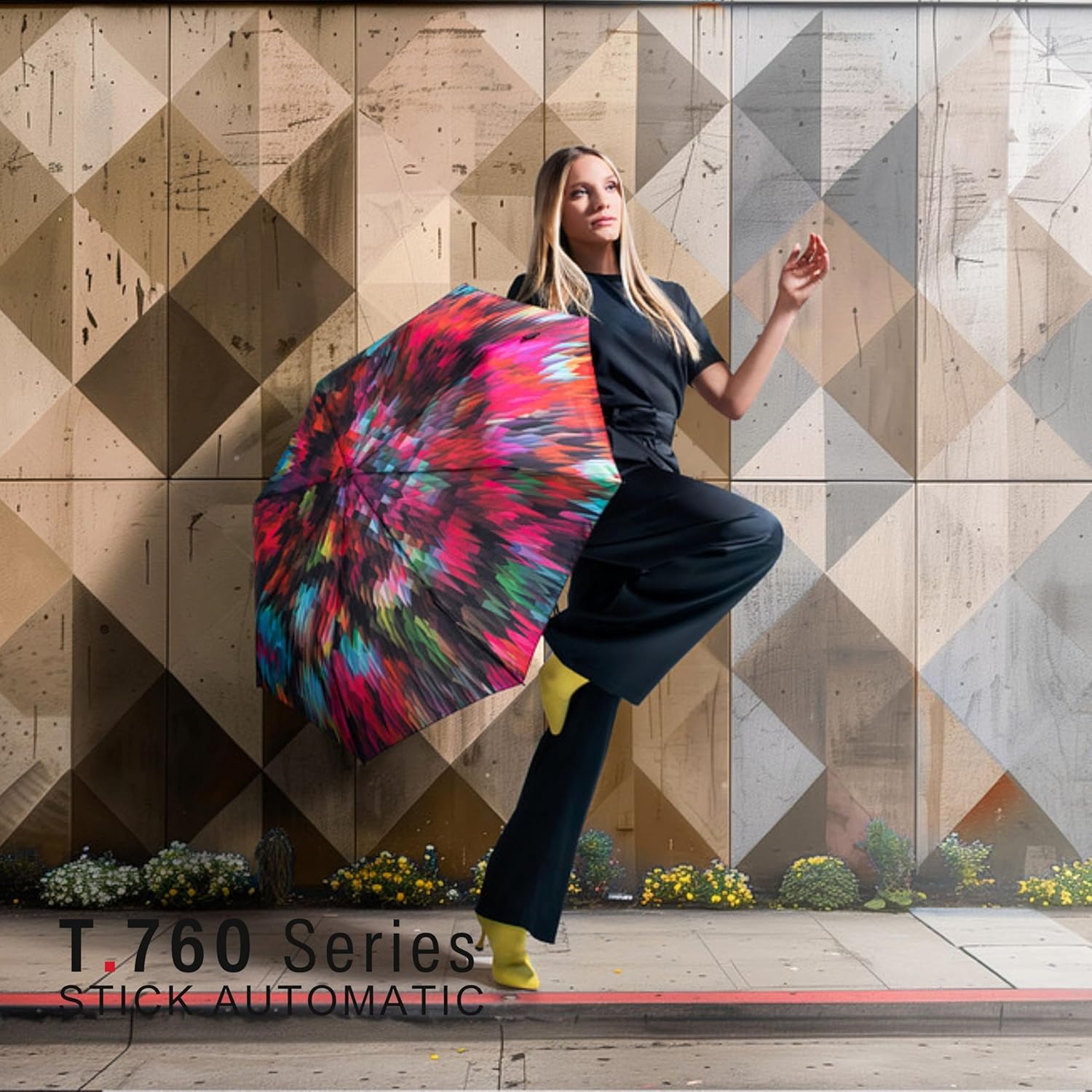 Knirps T.760 Stick Automatic Auto Open Rain Umbrella With Curved Handle - Windproof Travel Cane With Automatic Open Button - For Adults - 107cm Diameter - Image 8