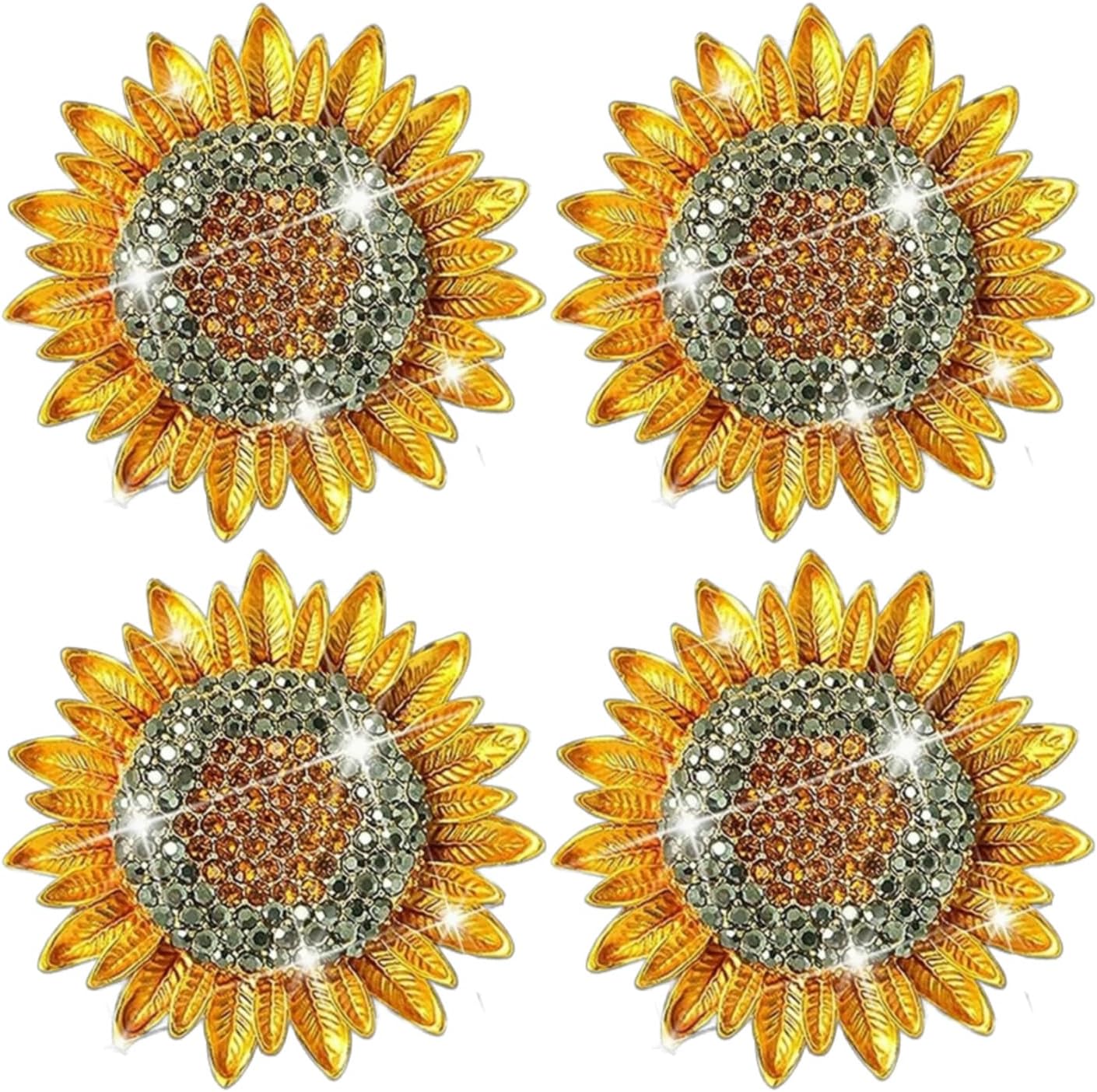 4Pcs Bling Sunflower Air Vent Clips, Golden Car Air Fresheners Diffuser, Diamond Decoration Rhinestone Interior Decor Cute Accessories