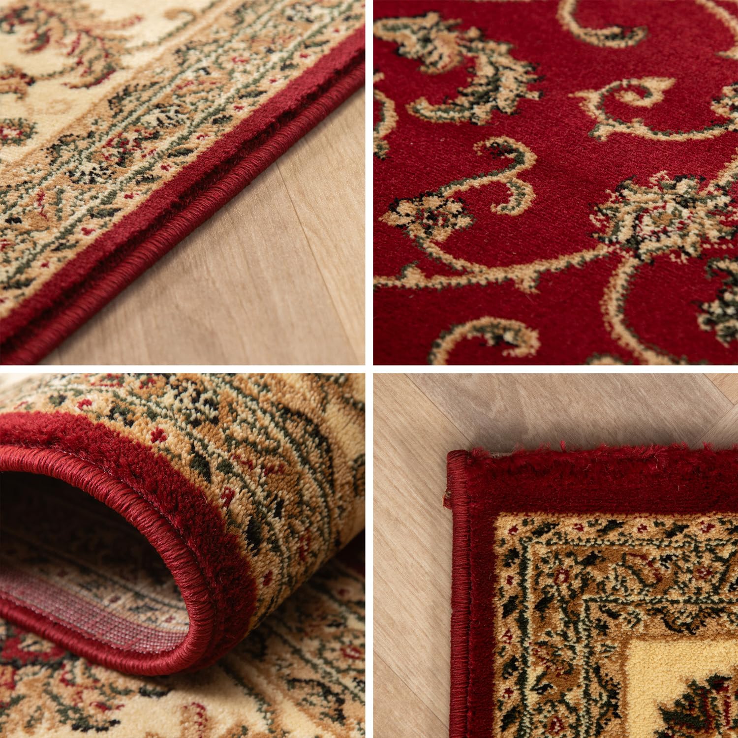 SIMPEX Alfombra Oriental 160x230 cm Roja, Diseño Clásico, Fácil de Cuidar y Resistente, Elegante Alfombra para Comedor o Espacios Amplios