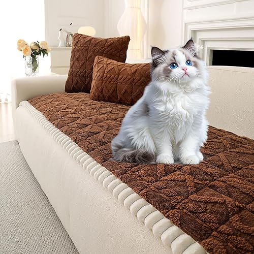 OTOB Funda de sofá para perros, lavable, apta para mascotas, antideslizante, de felpa, mullida, para sofá biplaza, funda de sofá, funda de sofá