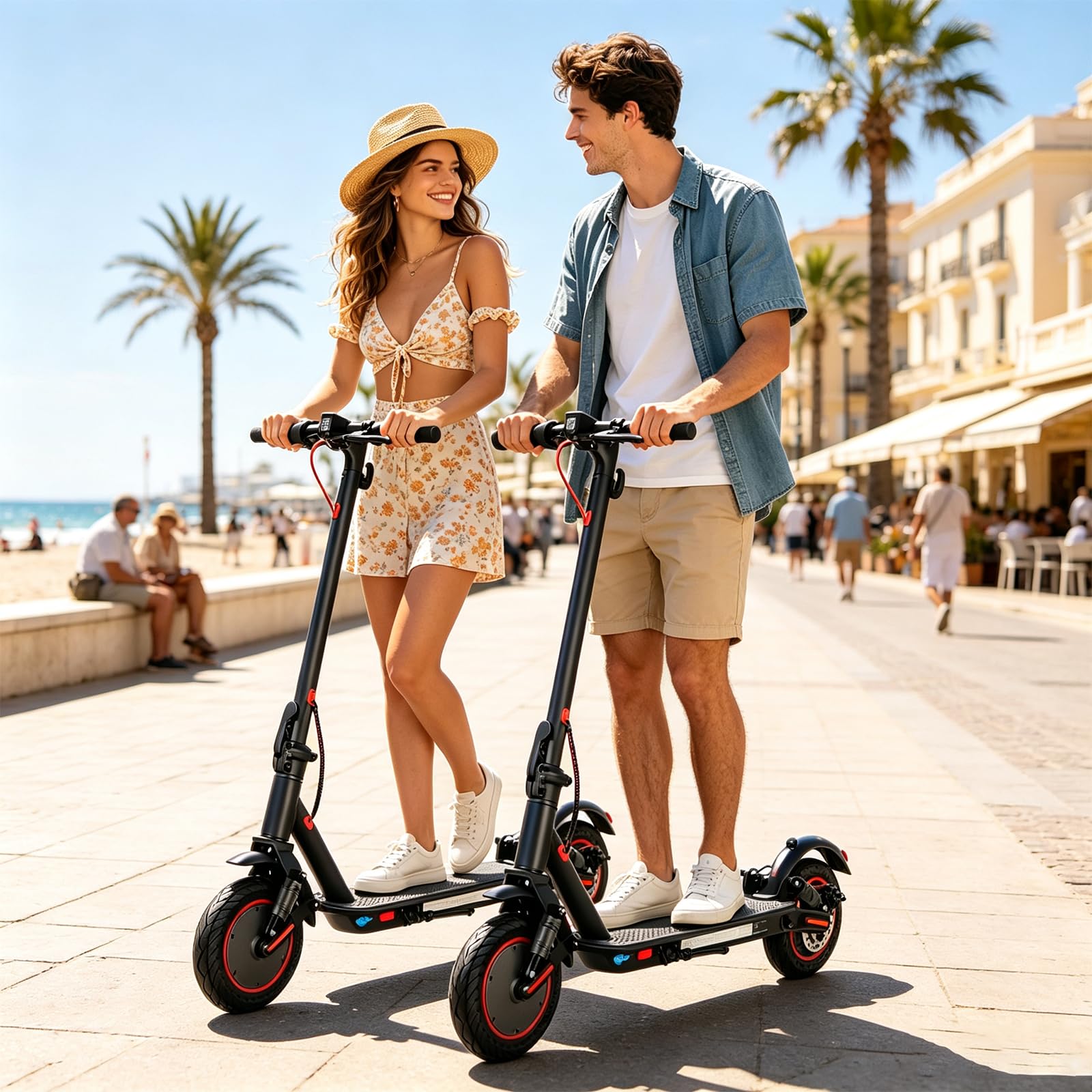 Trottinette Électrique Adulte, Autonomie 30 km,10'' Trottinette Electrique Pliable 350W Escooter, Batterie 7,5AH,Double Suspension & Double Frein APP, Ultra Legere trottinette electrique Charge 120 KG
